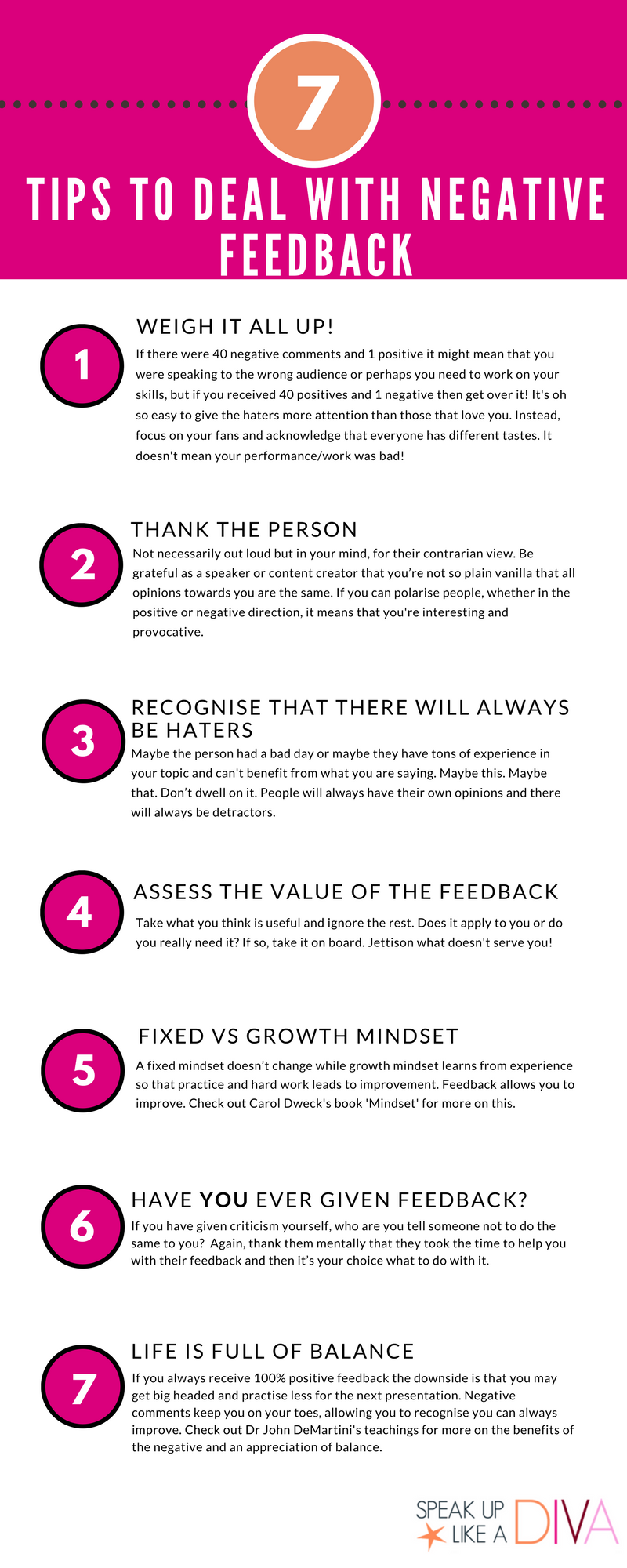 types of negative feedback during oral presentation